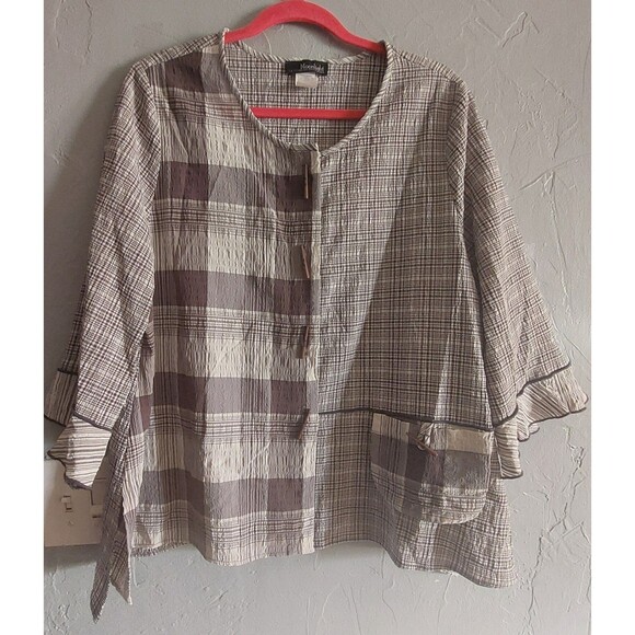 Mooonlight Tops Women Size L, Plaid,21 Inch Of Armp To Armp. - Picture 9 of 12